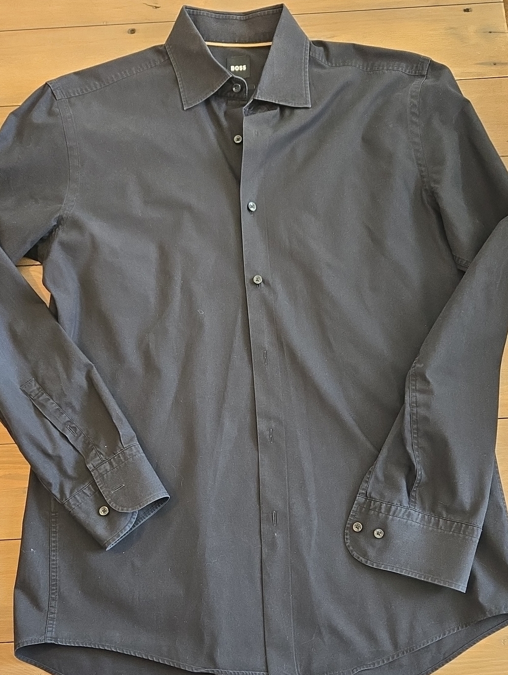 Boss Men's Black Long-Sleeve Slim Fit Dress Shirt